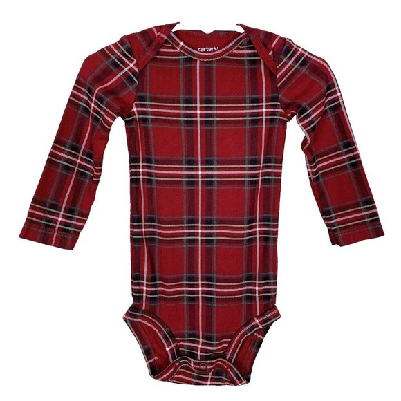 Carter's Other - Carter’s Long Sleeve Bodysuit Red Plaid Tartan Holiday Christmas Baby 12 Months